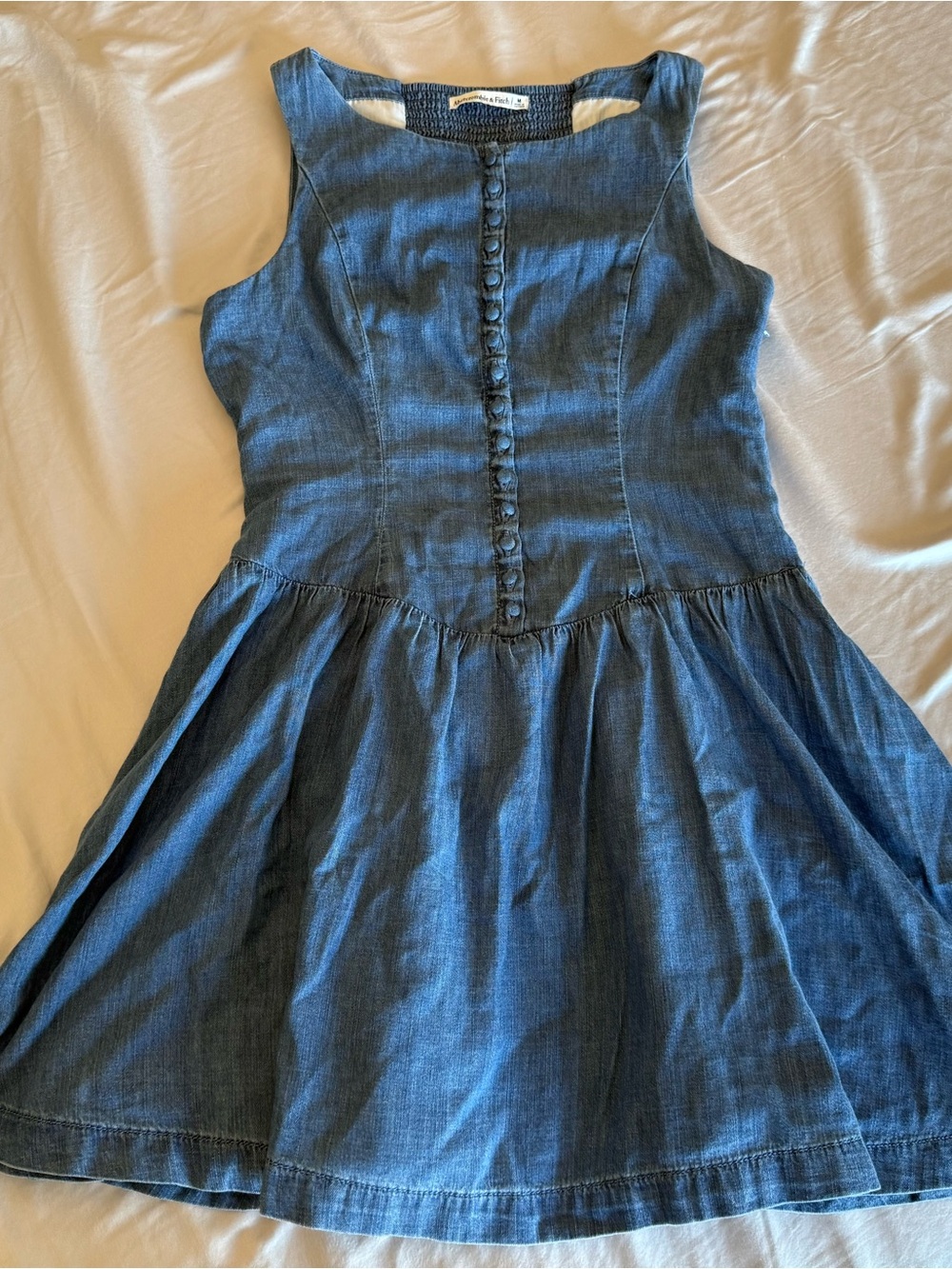 Abercrombie & Fitch Blue Sleeveless Smocked Mini Dress Denim Sleeveless A Line M
